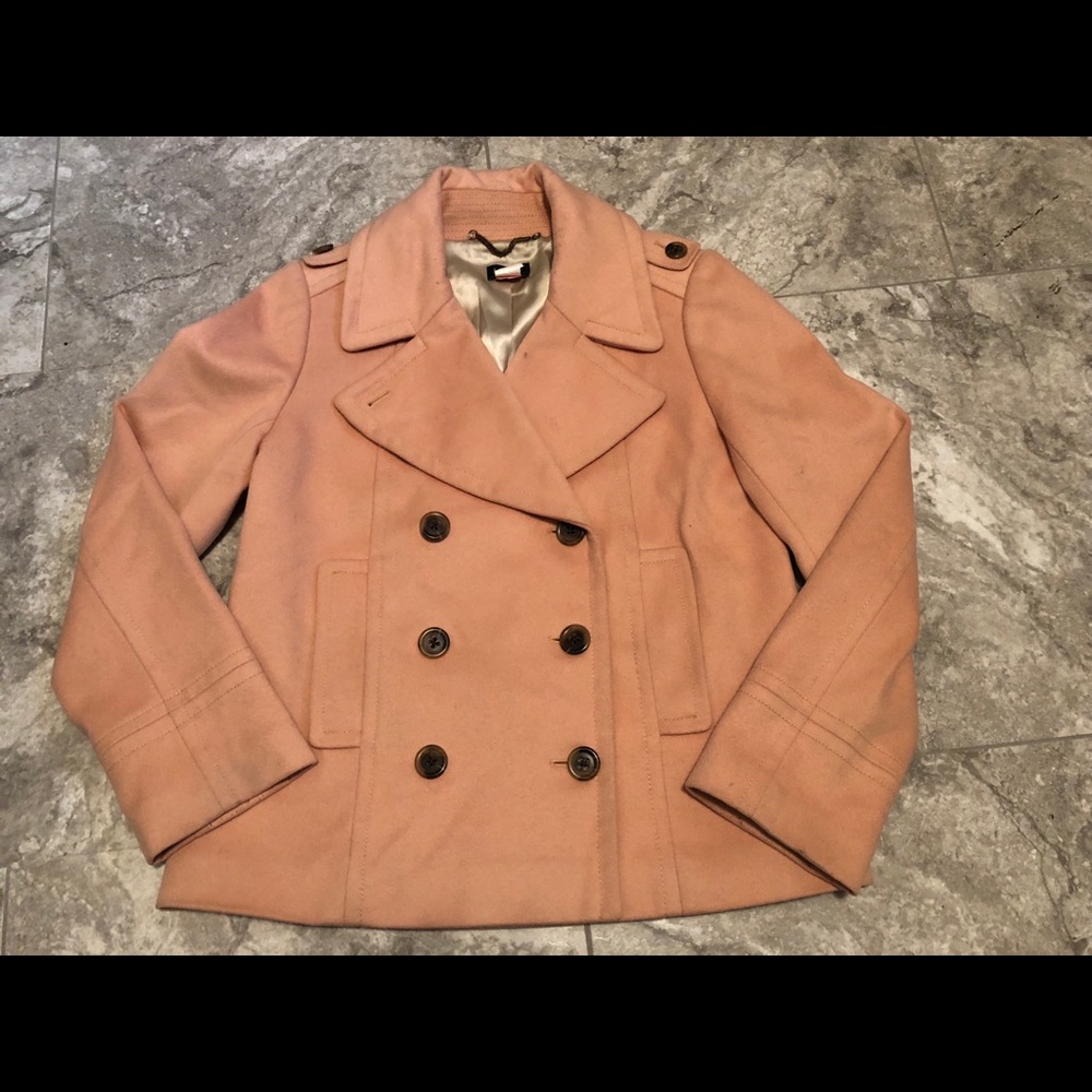  Peach Pink  J. Crew 100% Wool Peacoat Size 12
